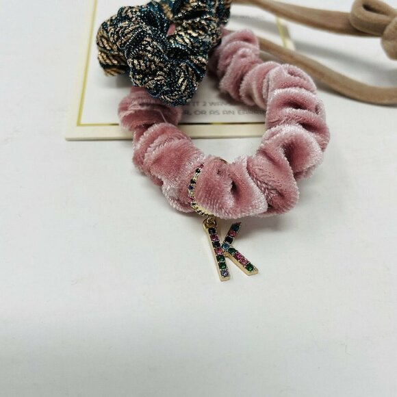 Nordstrom 3 Pack of Hair Scrunchies & Ties K Charm - Picture 2 of 3